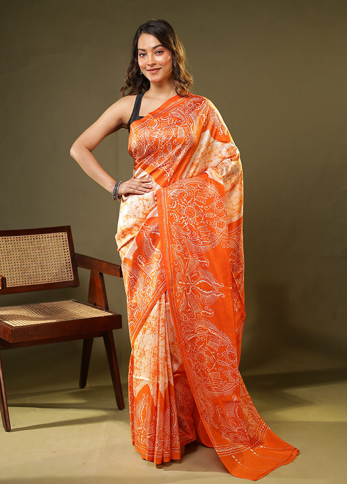 Multicolor Printed Pure Silk Saree With Blouse Piece