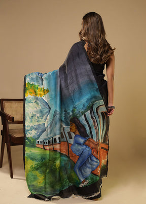 Multicolor Printed Pure Silk Saree Without Blouse Piece