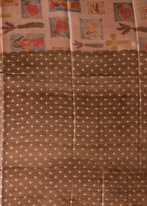 Pink Handloom Tussar Pure Silk Saree With Blouse Piece