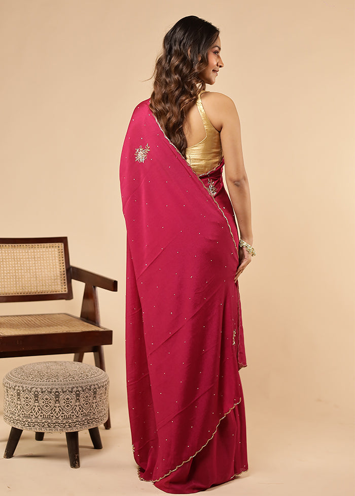 Purple Georgette Saree With Blouse Piece