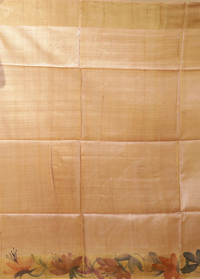 Multicolor Handloom Tussar Pure Silk Saree With Blouse Piece