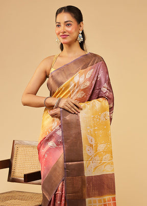 Maroon Handloom Tussar Pure Silk Saree With Blouse Piece