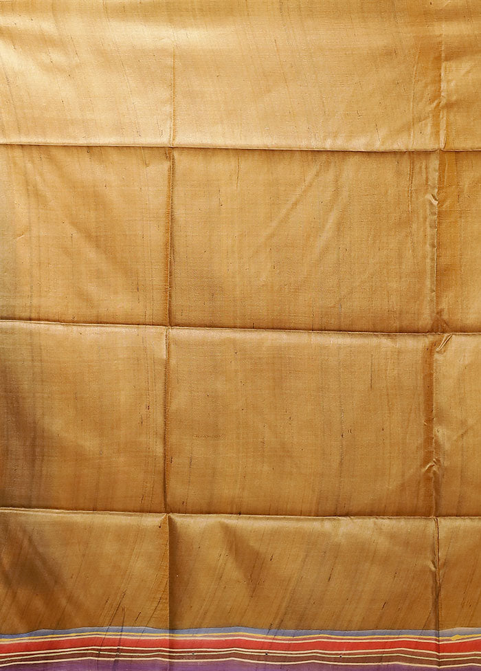 Multicolor Handloom Tussar Pure Silk Saree With Blouse Piece