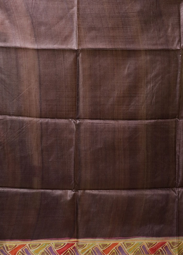 Multicolor Handloom Tussar Pure Silk Saree With Blouse Piece