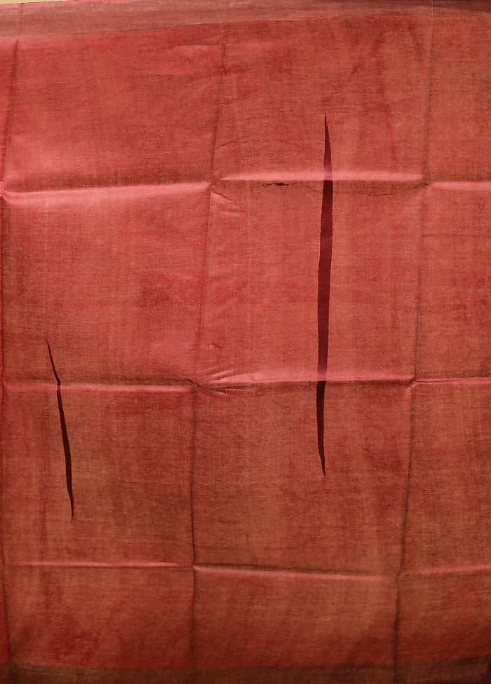 Cream Tussar Silk Saree With Blouse Piece