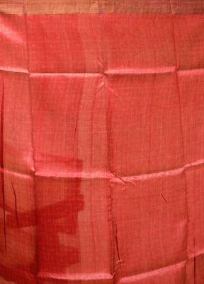 Red Tussar Silk Saree With Blouse Piece