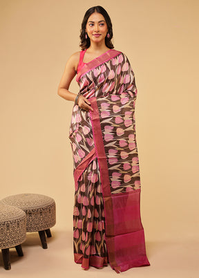 Maroon Tussar Silk Saree With Blouse Piece