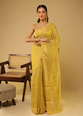 Green Chanderi Silk Saree With Blouse Piece