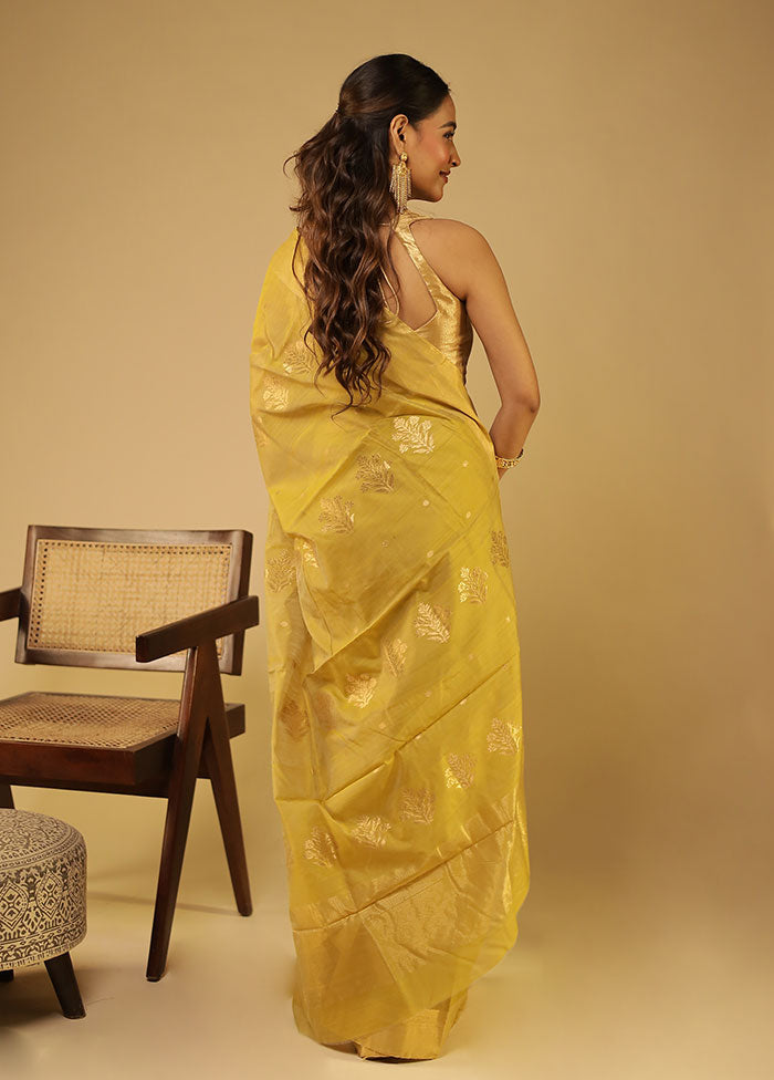 Green Chanderi Silk Saree With Blouse Piece