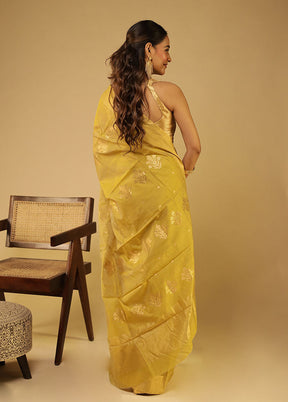 Yellow Chanderi Silk Saree With Blouse Piece