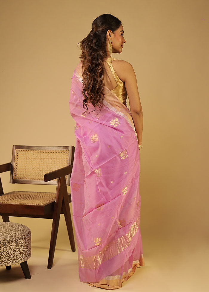 Purple Chanderi Silk Saree With Blouse Piece