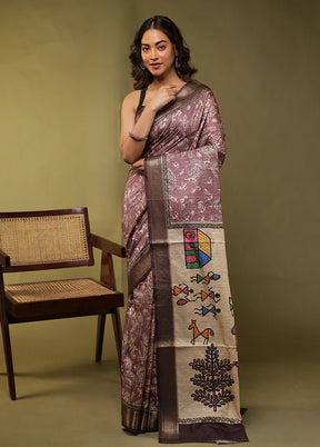 Cream Tussar Silk Saree With Blouse Piece