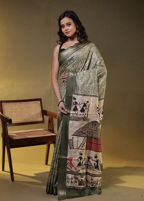 Multicolor Tussar Silk Saree With Blouse Piece