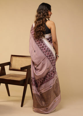 Purple Tussar Silk Saree With Blouse Piece