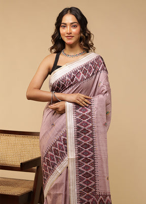 Purple Tussar Silk Saree With Blouse Piece