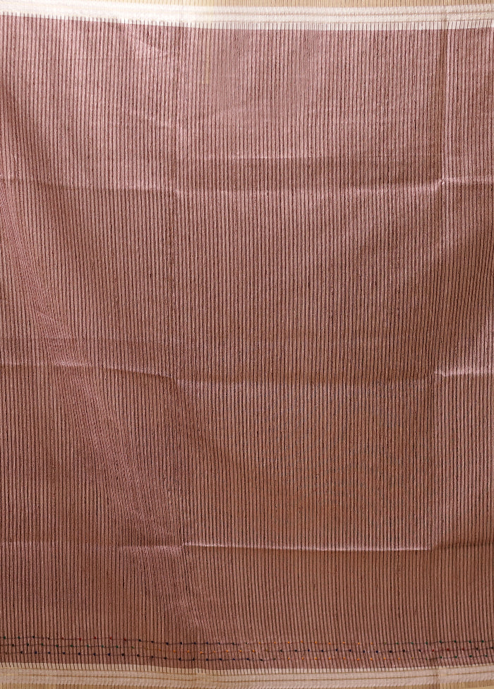 Purple Tussar Silk Saree With Blouse Piece