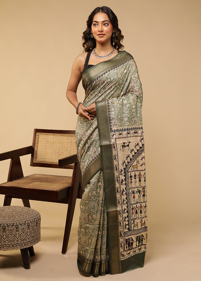 Cream Tussar Silk Saree With Blouse Piece