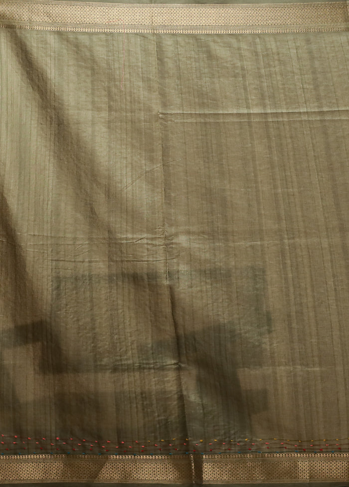 Cream Tussar Silk Saree With Blouse Piece