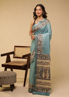 Cream Tussar Silk Saree With Blouse Piece