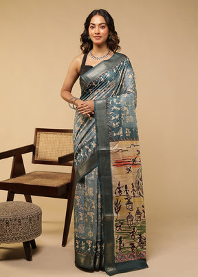 Cream Tussar Silk Saree With Blouse Piece