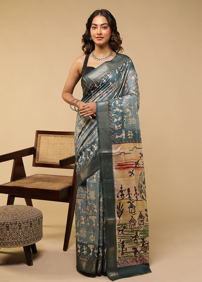 Cream Tussar Silk Saree With Blouse Piece