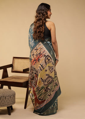 Cream Tussar Silk Saree With Blouse Piece
