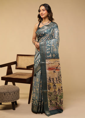 Cream Tussar Silk Saree With Blouse Piece