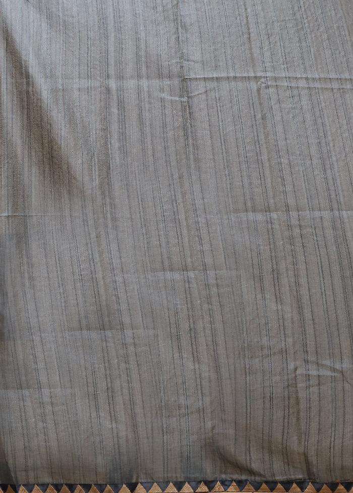 Blue Tussar Silk Saree With Blouse Piece