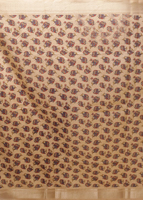 Cream Tussar Silk Saree With Blouse Piece