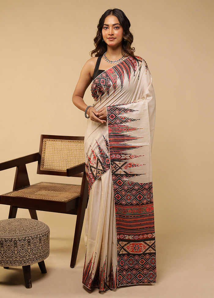 Multicolor Tussar Silk Saree With Blouse Piece