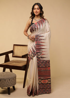 Multicolor Tussar Silk Saree With Blouse Piece