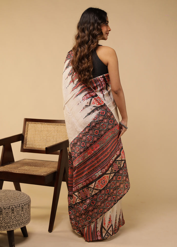 Multicolor Tussar Silk Saree With Blouse Piece