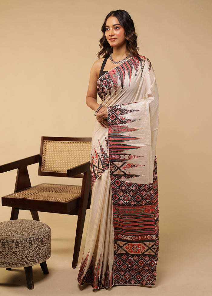 Multicolor Tussar Silk Saree With Blouse Piece