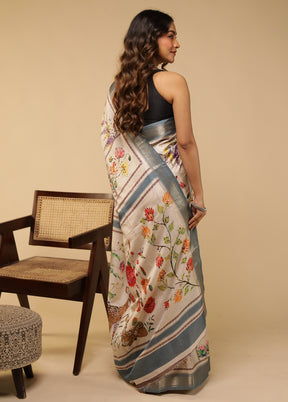 Multicolor Tussar Silk Saree With Blouse Piece
