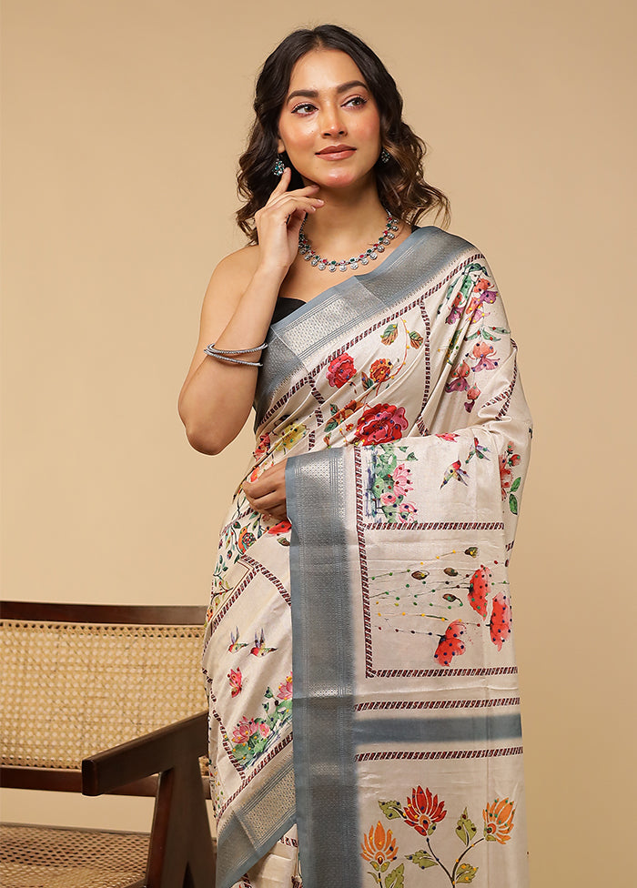 Multicolor Tussar Silk Saree With Blouse Piece