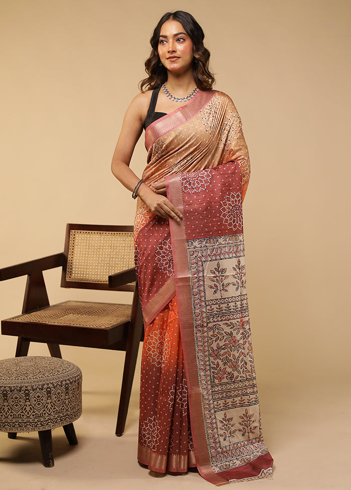 Cream Tussar Silk Saree With Blouse Piece