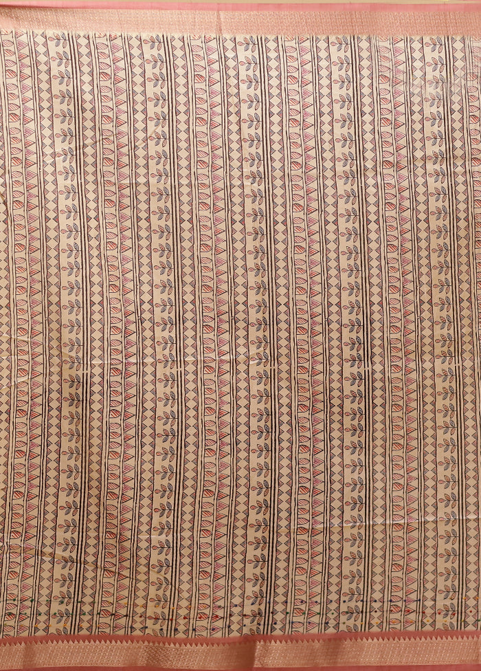 Rust Tussar Silk Saree With Blouse Piece
