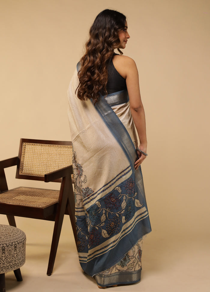 Multicolor Tussar Silk Saree With Blouse Piece