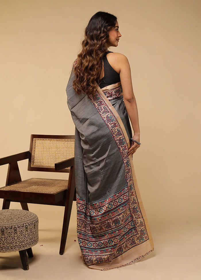 Multicolor Tussar Silk Saree With Blouse Piece