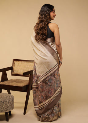 Multicolor Tussar Silk Saree With Blouse Piece