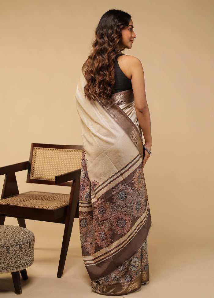 Multicolor Tussar Silk Saree With Blouse Piece