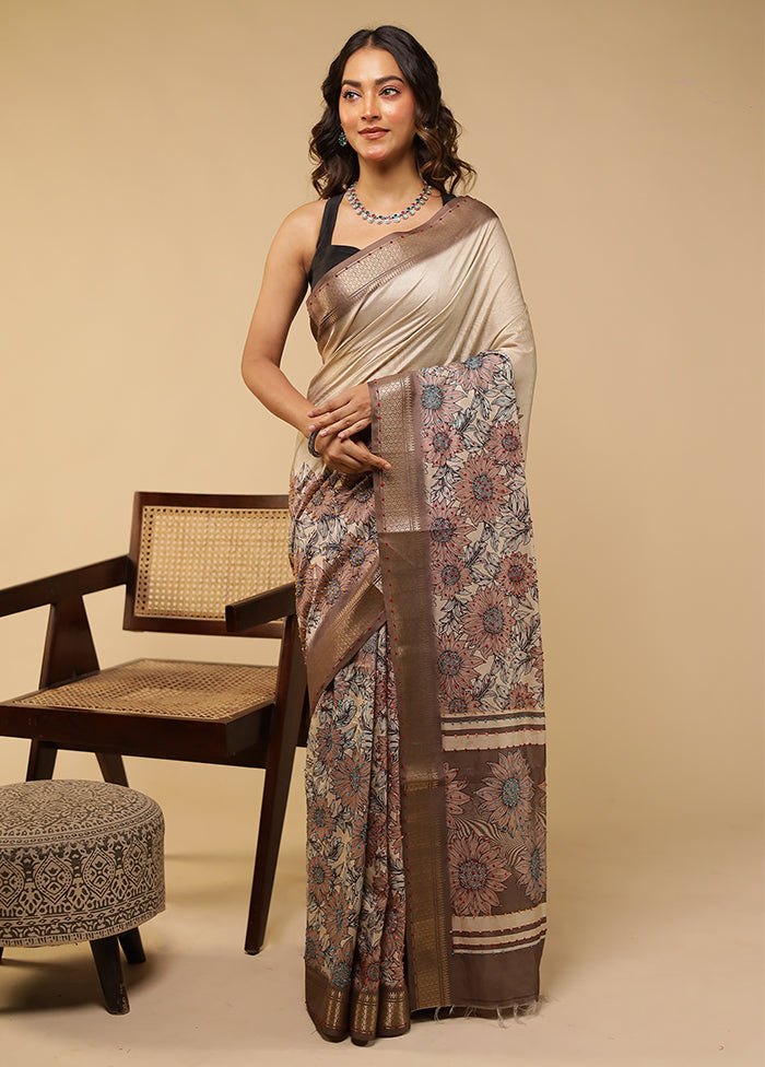Multicolor Tussar Silk Saree With Blouse Piece