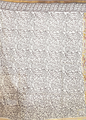 Green Chanderi Cotton Saree With Blouse Piece
