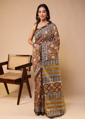 Multicolor Chanderi Cotton Saree With Blouse Piece