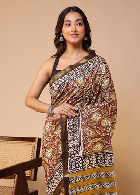 Multicolor Chanderi Cotton Saree With Blouse Piece