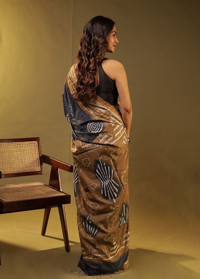 Blue Chanderi Cotton Saree With Blouse Piece