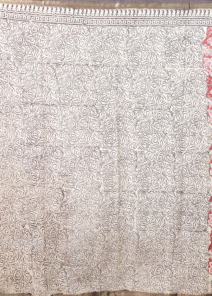 Maroon Chanderi Cotton Saree With Blouse Piece