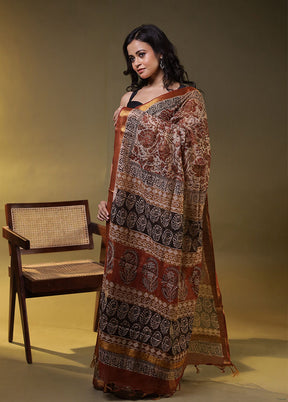 Cream Chanderi Cotton Saree With Blouse Piece