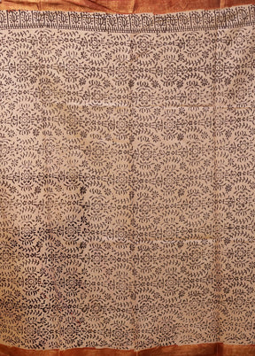 Cream Chanderi Cotton Saree With Blouse Piece