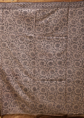 Cream Chanderi Cotton Saree With Blouse Piece